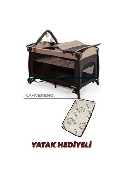 Öykü Bebek Diyari Yatak Hediyeli Oyun Park Beşik Kahverengi