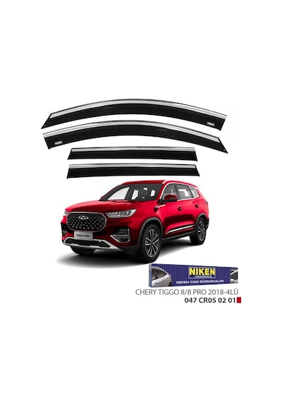 Niken Chery Tiggo 8 Pro 2018+ Kromlu Cam Rüzgarlığı 4 Lü