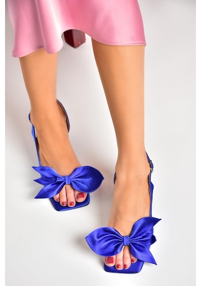 Fox Shoesk749384904 Saks Mavi Kumaş Kadın Topuklu Ayakkabı Saks Mavi