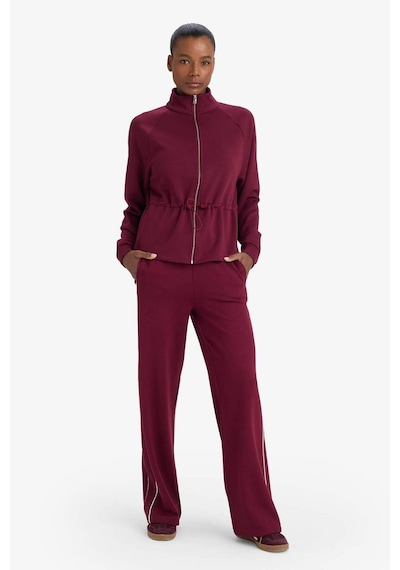 Defacto Standart Fit Dik Yaka Fermuarlı Beli Lastikli İçi Yumuşak Tüylü Modal Hırka G4368ax25wnbr170 Bordo-br170