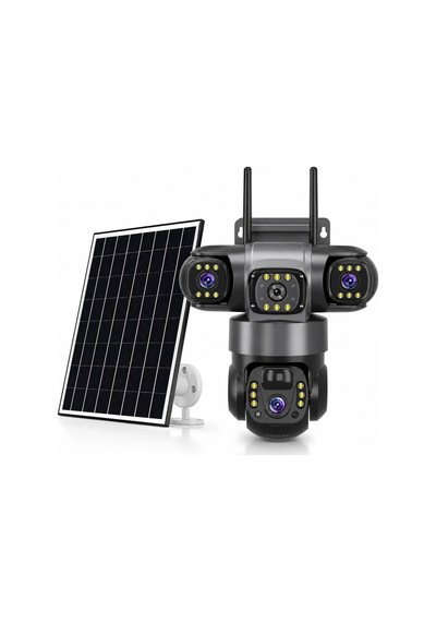4g Sım Kartlı 4k 3 Lensli Solar Ptz Güvenlik Kamerası V380 Pro 360 Hareket Algılama Renkli Gece Görüşü İki Yönlü Ses Ip66 Dış Mekan Kamera