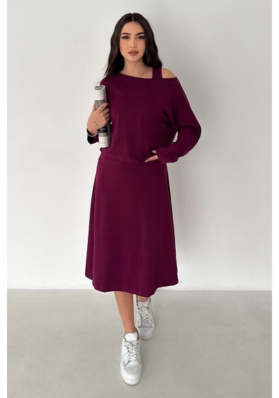 Kadın Düşük Omuzlu Takım Burgundy Drift Bordo