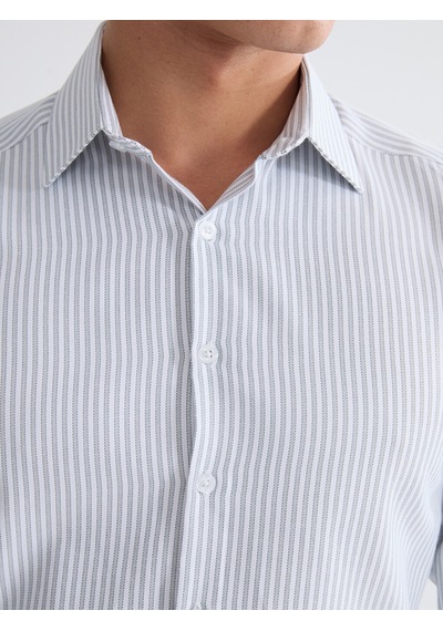 Lcw Busıness Yeşil Slim Fit Çizgili Gabardin Erkek Gömlek