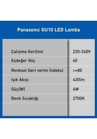 Led Gu10, Sarı Işık 6w 420lm 2700k 60