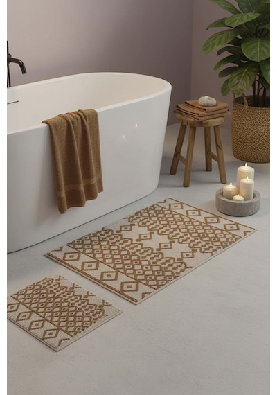 Etnik Desen 2 Li Banyo & Klozet Paspas Takımı Çok Renkli