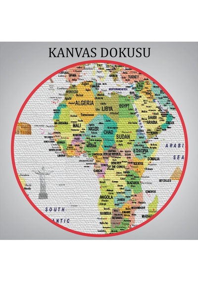 Es10 Dünya Haritası Ayrıntılı Eğitici Sembollü Bayraklı Dekoratif Kanvas Tablo 2847 (95 x 165)