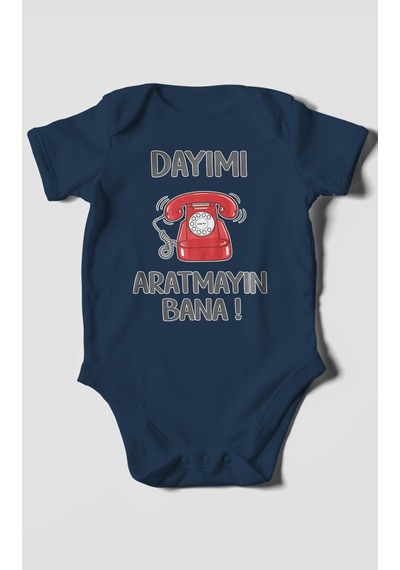 Morivokids Dayımı Aratmayın Bana Kısa Kollu Bebek Body %100 Pamuk Lacivert
