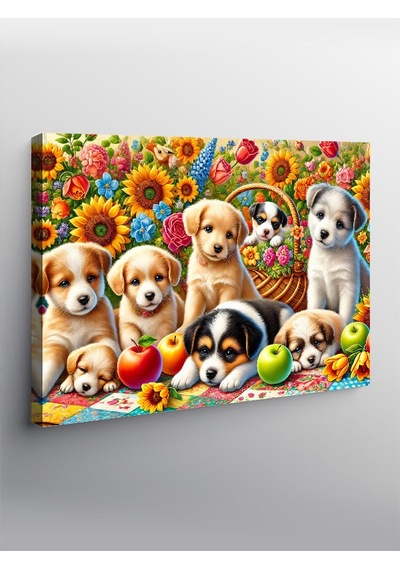 Kanvas Tablo Şirin Yavru Köpekler 100cmx140cm