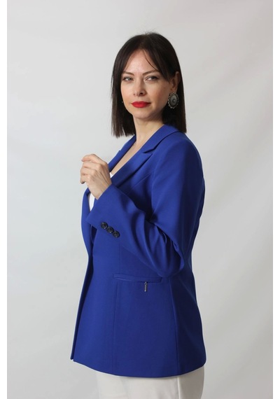 Moda Berray 1904 Saks Mavi Fermuarlı Cep Aksesuarlı Kadın Büyük Beden Blazer Ceket Saks Mavi Moda Berray 1904 Saks Mavi Fermuarlı Cep Aksesuarlı Kadın Büyük Beden Blazer Ceket Saks Mavi