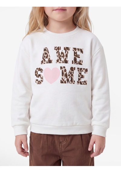 Koton Baskılı Bisiklet Yaka Kısa Kollu Şardonlu Sweatshirt Ekru 7wmg10224ak
