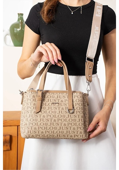 Just Polo Kadın Kabartma Desenli Lüks Omuz Çantası Shoulder Bag Kum