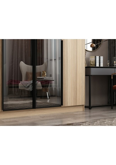 Nisa Plus 6 Kapaklı 2 Çekmece Dolap Dore Plus Dore Reflekte Cam Kahverengi