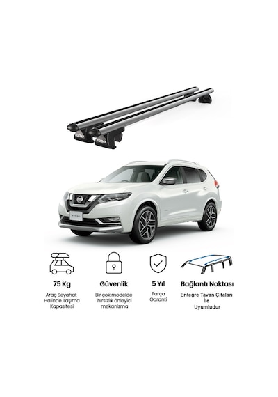Venüs Nissan X-trail 2014-2022 Uyumlu Gri Ara Atkı Port Bagaj Tavan Barı