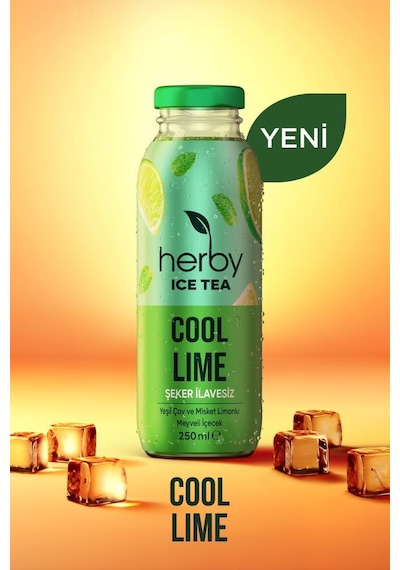 Herby Ice Tea Cool Lime 12'li Şeker İlavesiz Soğuk Çay +  Tea 20'li