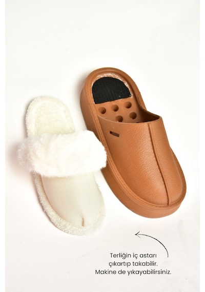 Fox Shoes T918264209 Kahverengi İçi Peluş Kadın Terlik Kahverengi