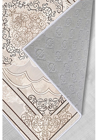 Rovigo Home Dijital Baskı Yıkanabilir Kaymaz Taban Salon Halısı Rvg0499 Bej