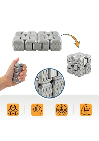 Fidget Cube Stres Küpü - Silver - 6 Fonksiyonlu Odaklanma Ve Zihin Egzersizi