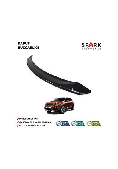 Peugeot 3008 2017 Yılı Ve Sonrası Ön Kaput Rüzgarlık 3mm Siyah