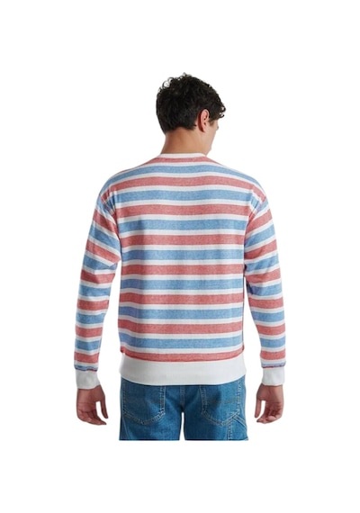 United Colors Of Benetton Erkek Pamuk Karışımlı Göğsü Logo Detaylı Şerit Desenli Sweatshirt Multi