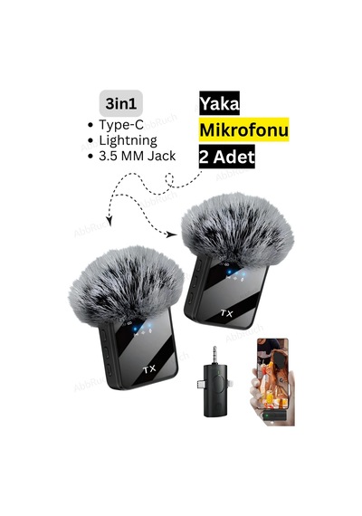 By Sabron 2 Adet F11 Profesyonel Kablosuz Yaka Mikrofonu 3in1 Mikrofon Type-c/lightning/jack