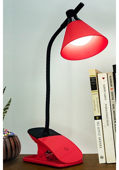 Klipsli Dokunmatik Ayarlanabilir Led Işık Masa Lambası Kırmızı Ys-580 Kırmızı
