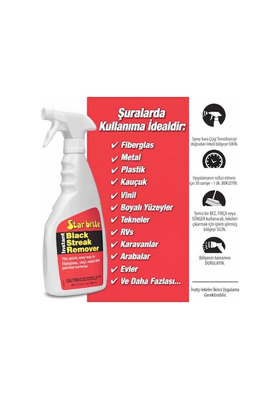 Starbrite - Siyah Leke Ve Akıntı Giderici Sprey 650 Ml : Teknenizdeki Ve Karavanınızdaki Çirkin Siyah Çizgilere Temas Ettiği Anda Son Verin
