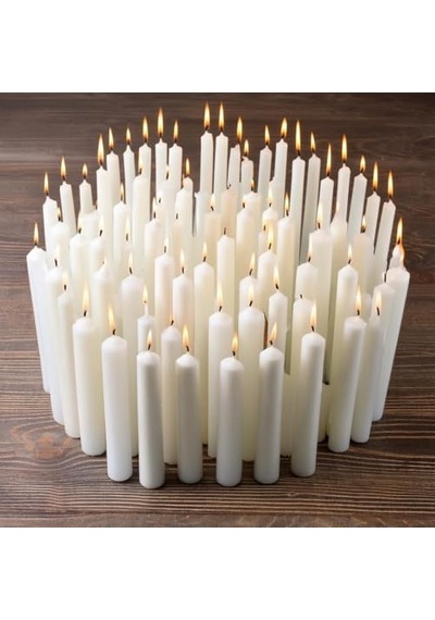 40 Adet 10 Cm Beyaz Mum, Bakkal Mumu, Uzun Yanma Süresi, Düğünler Ve Özel Günler İçin Ideal, Eşit Ve Temiz Yanış 50 x 22