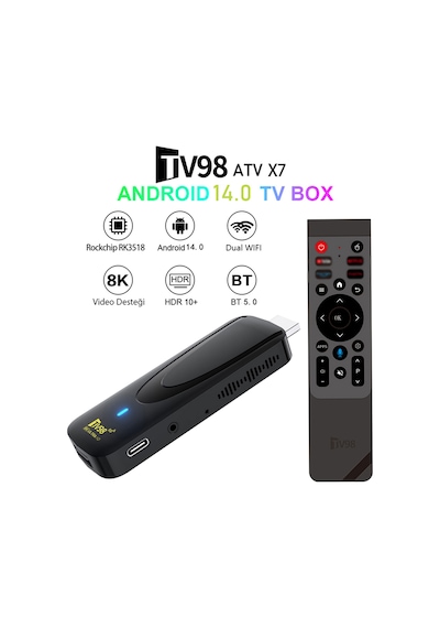 8k Ultra Hd Android Tv Stick 5g Wifi Bluetooth 4 Çekirdek Akıllı Tv Dönüştürücü