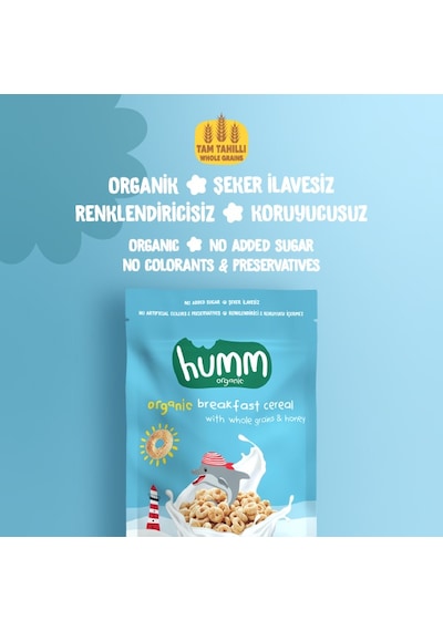 Humm Organic Organik Tam Tahıllı & Ballı Kahvaltılık Gevrek 4 x 80 G