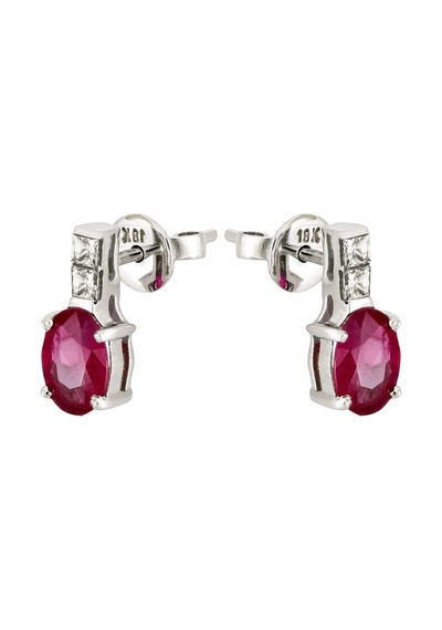 1,69 Ct Pırlantalı Yakut Küpe