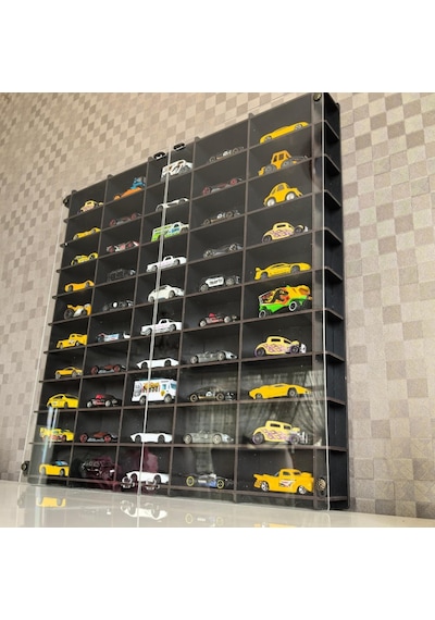 Pleksi Kapaklı 1/64 Ölçek 50araç Hotwheels Matchbox Metal Araç Uyumlu Model Oyuncak Araba Rafı Diğer