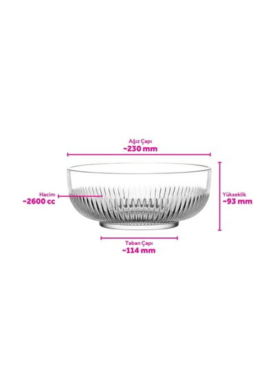 Lav Tokyo Cam Salata Kasesi Tekli Ekstra Büyük 2600 ml Yuvarlak (Sunum Kasesi , Hazırlık Kasesi)