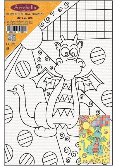 DKT059 desenli tuval kompozit boyama 20x30 cm