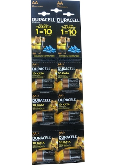 Duracell LR6/MN1500 Alkalin AA Kalem Pil Kartela 2 x 6'lı