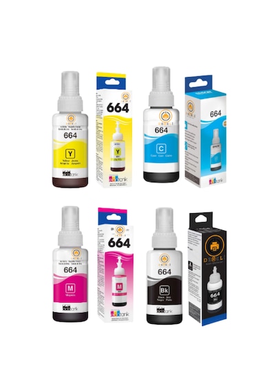 Drl Premium T664 %100 Uyumlu 4'lü Set Uyumlu Mürekkep Siyah-mavi-kırmızı-sarı