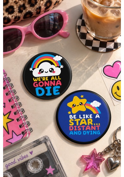 Mashspot Sarkastik Pop Art Retro Rozet Seti 6 Lı 58 Mm Renkli Eğlenceli Buton Rozet Çok Renkli
