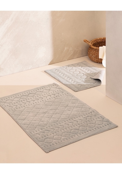 Madame Coco Panier 2'li Banyo Paspası - Gri - 60x100 Cm Bapa0000000009