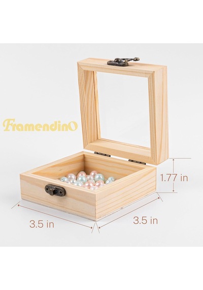 Tr 2 Paket Küçük Ahşap Kutu Menteşeli Kapaklı Bitmemiş Ahşap Takı Kutusu 3.5x3.5x1.8 İnç Boş Ahşap Hediye Ku