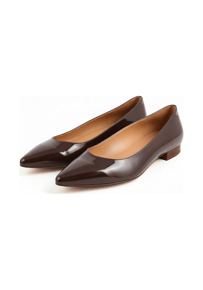 Ne&ve Shoes Kahve Rugan Sivri Burun Kadın Şık Ve Rahat Günlük Babet Kahverengi