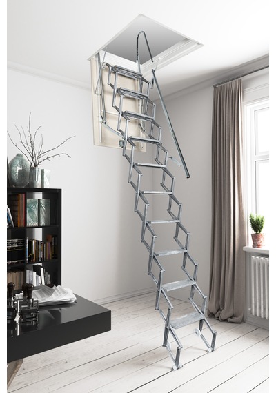 Aytürk Fantozzi Acisvazia Italya Menşei 60 x 70 Galveniz Kaplı Makaslı Metal Çatı Merdiveni H:320 CM