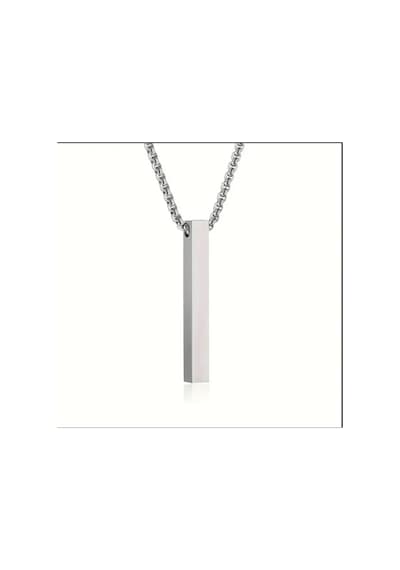 Donguan Minimalist Paslanmaz Çelik Uzun Bar Kolye, Hip-hop Geometrik Gümüş Rengi