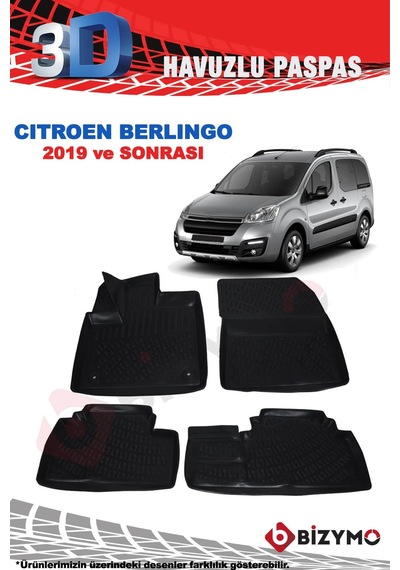 Citroen Berlingo 2019 Ve Sonrası 3D Havuzlu Paspas Takımı Bizymo