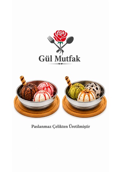 Dondurma Ve Çerez Kasesi Sunumluk Çok Amaçlı 10 Cm Paslanmaz Çelik 18/10 gri