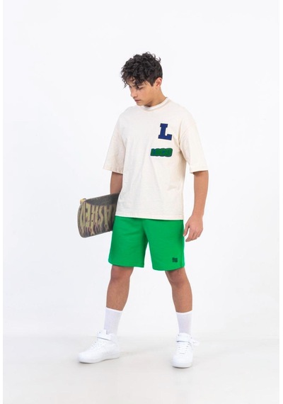 Zekids Erkek Çocuk Pamuklu Oversize L Punch Tshirt-11794-krem Krem