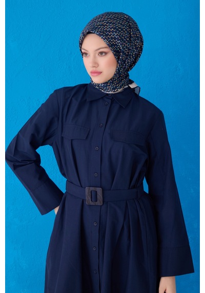 BELLİ Saf İpek Eşarp 4128d Twill İpek -8586 - 90 X 90 / Lacivert Lacivert