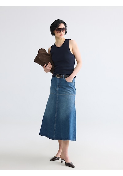 Lcw Vision İndigo A Kesim Midi Jean Etek