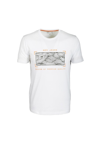 Erkek Beyaz Slim Fit Bisiklet Yaka Baskılı %100 Pamuk T-shirt Jeans 1104-beyaz Beyaz