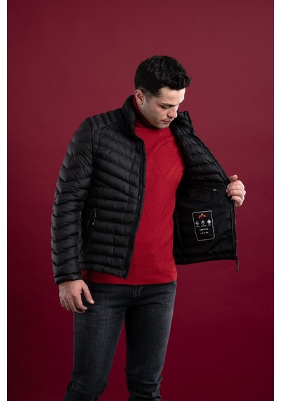 Slimfit Dik Yaka Fermuarlı Erkek Puffer Mont 001