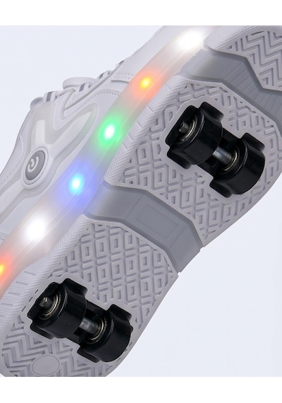 2256-n-drops Led Işıklı Çift Tekerlekli Akıllı Bağcıklı Unisex Çocuk Patenli Ayakkabı Beyaz 2256-n-drops Led Işıklı Çift Tekerlekli Akıllı Bağcıklı Unisex Çocuk Patenli Ayakkabı Beyaz