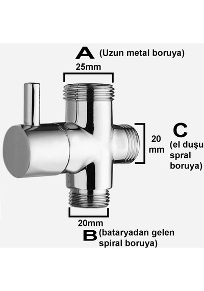 Meriva M87 Banyo Robot Duş Seti Yönlendirici Musluk Krom 3/4x1/2x1/2
